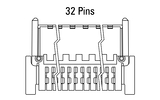 Dimensions Zero8 plug angled 32 pins