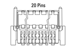 Dimensions Zero8 plug angled 20 pins