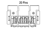 Dimensions Zero8 socket angled 20 pins