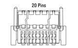Dimensions Zero8 plug angled 20 pins
